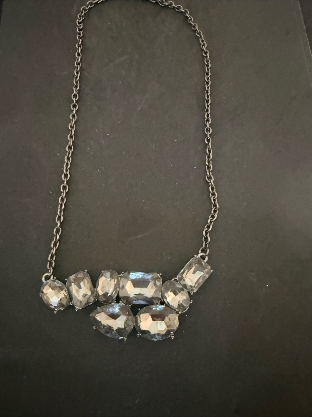 Crystal Statement Necklace in Smoky Gray